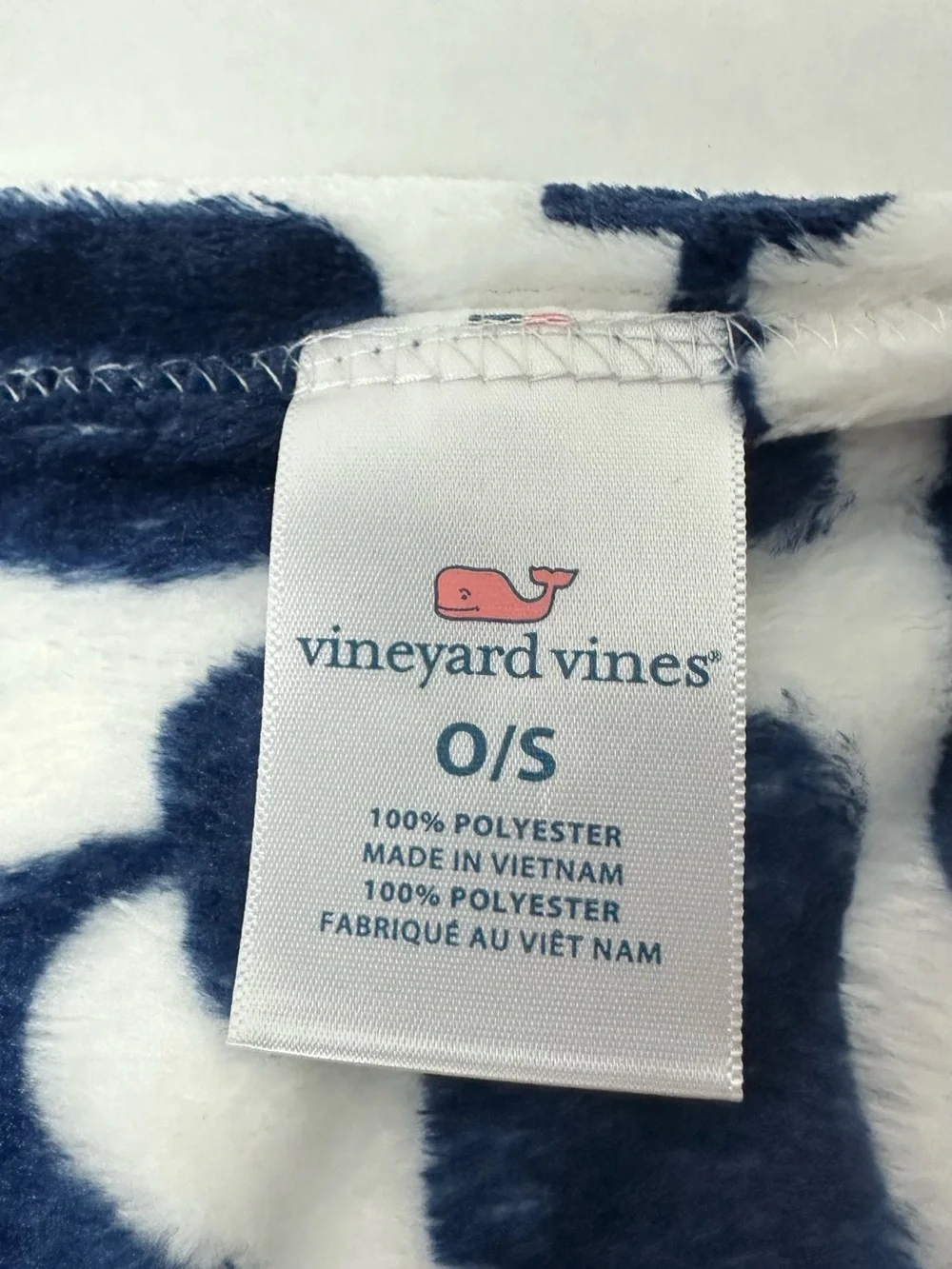 Navy & White Vineyard Vines Fleece Blanket